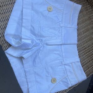 bebe Women's High Waist White Shorts with Button Detail